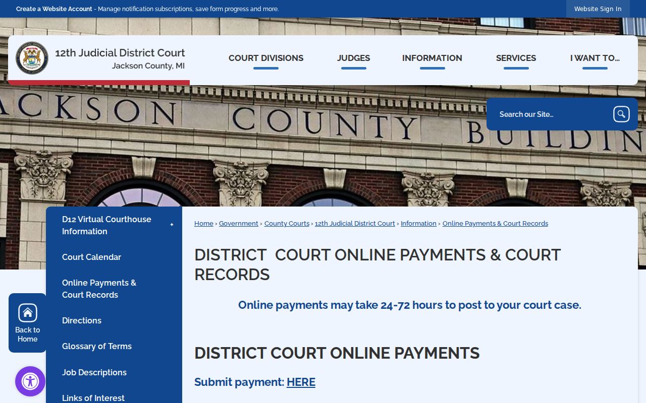 Jackson County court records and payment page for traffic warrant cases
