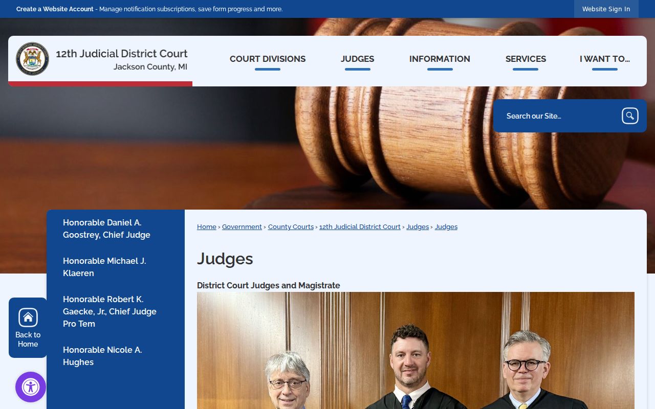 Jackson County judicial directory for municipal and district court warrant cases