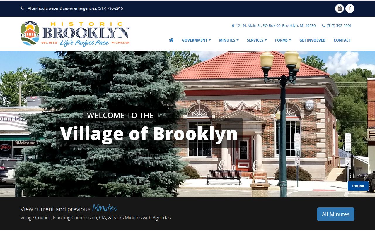 Brooklyn village office page for Brooklyn warrant records questions