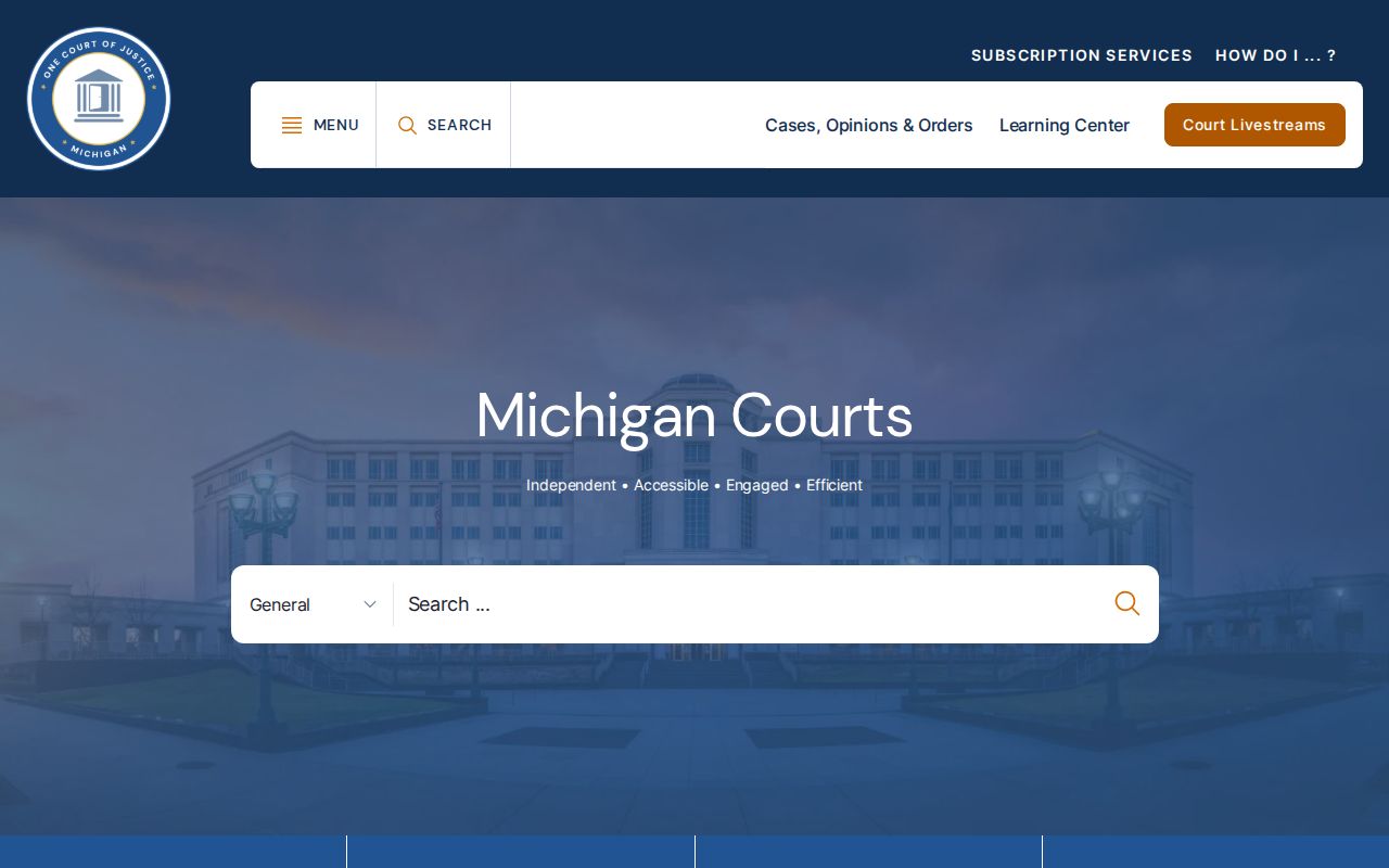 Michigan judiciary page for Jackson County warrant records access
