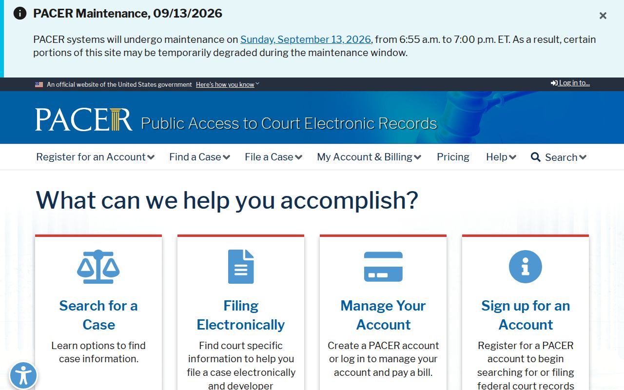 Federal PACER docket portal for arrest warrants outside Jackson County